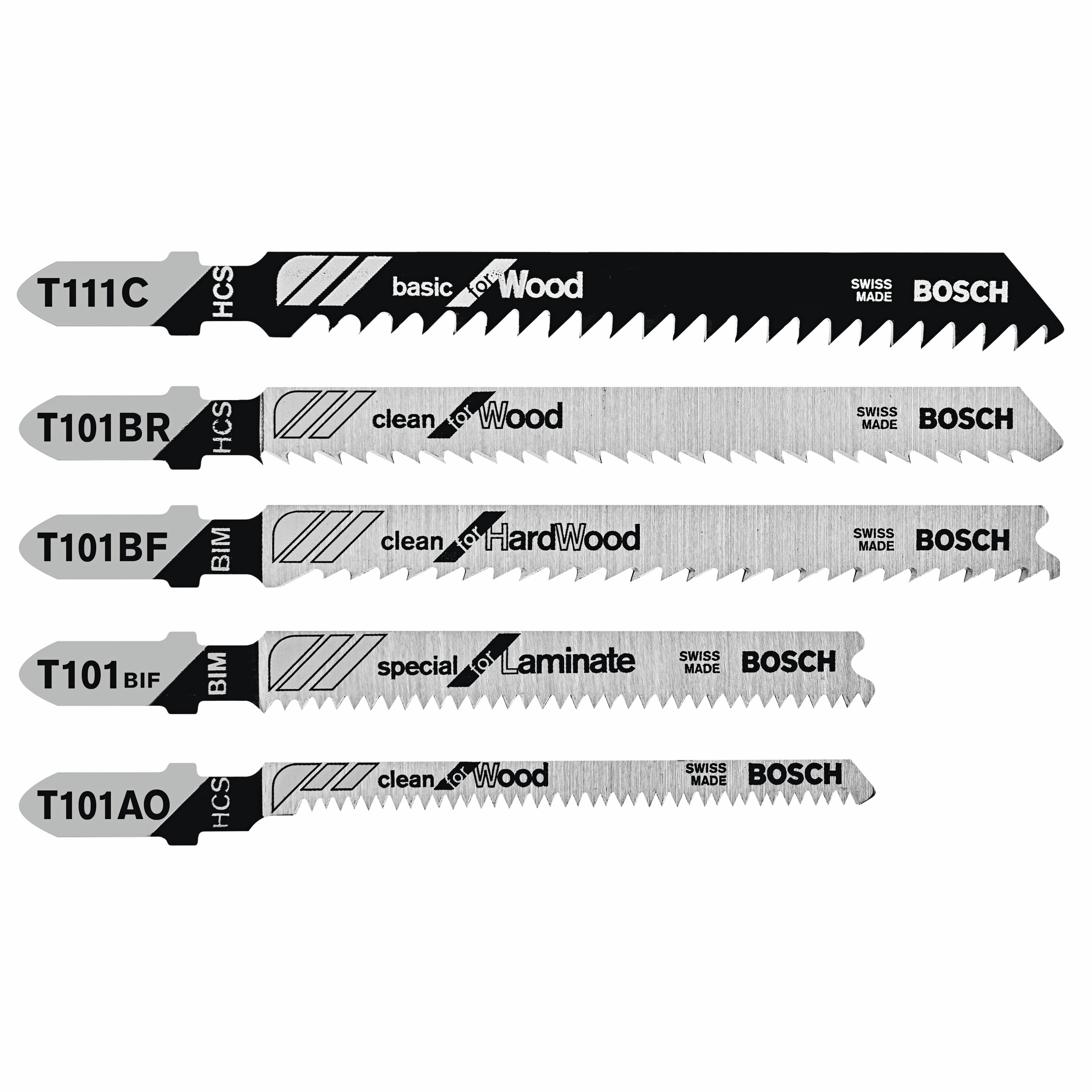 Bosch, BOSCH 5 pc. Pro-Wood T-Shank Jig Saw Blade Set