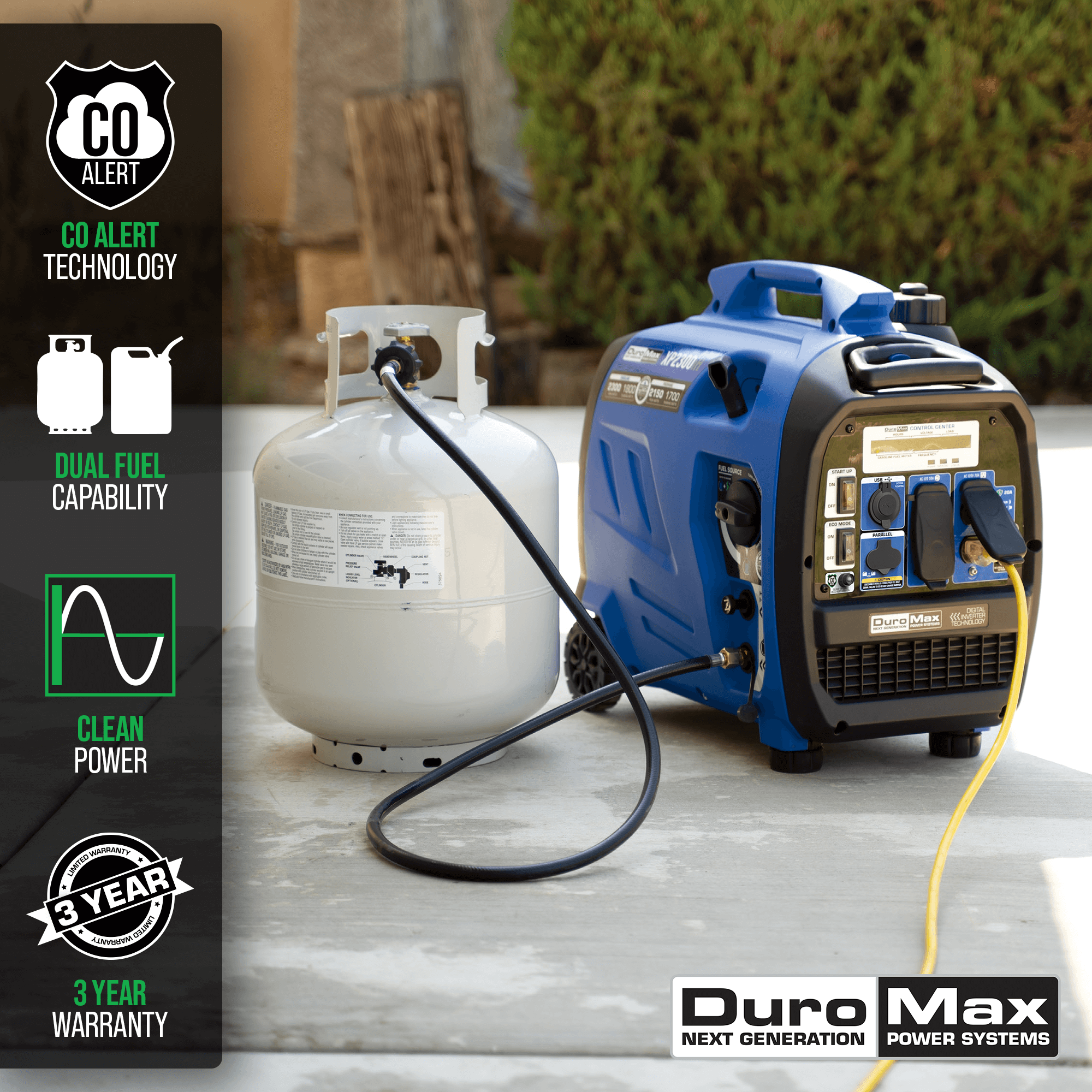 DuroMax, DuroMax XP2300iH 2,300 Watt Portable Dual Fuel Inverter Generator w/ CO Alert