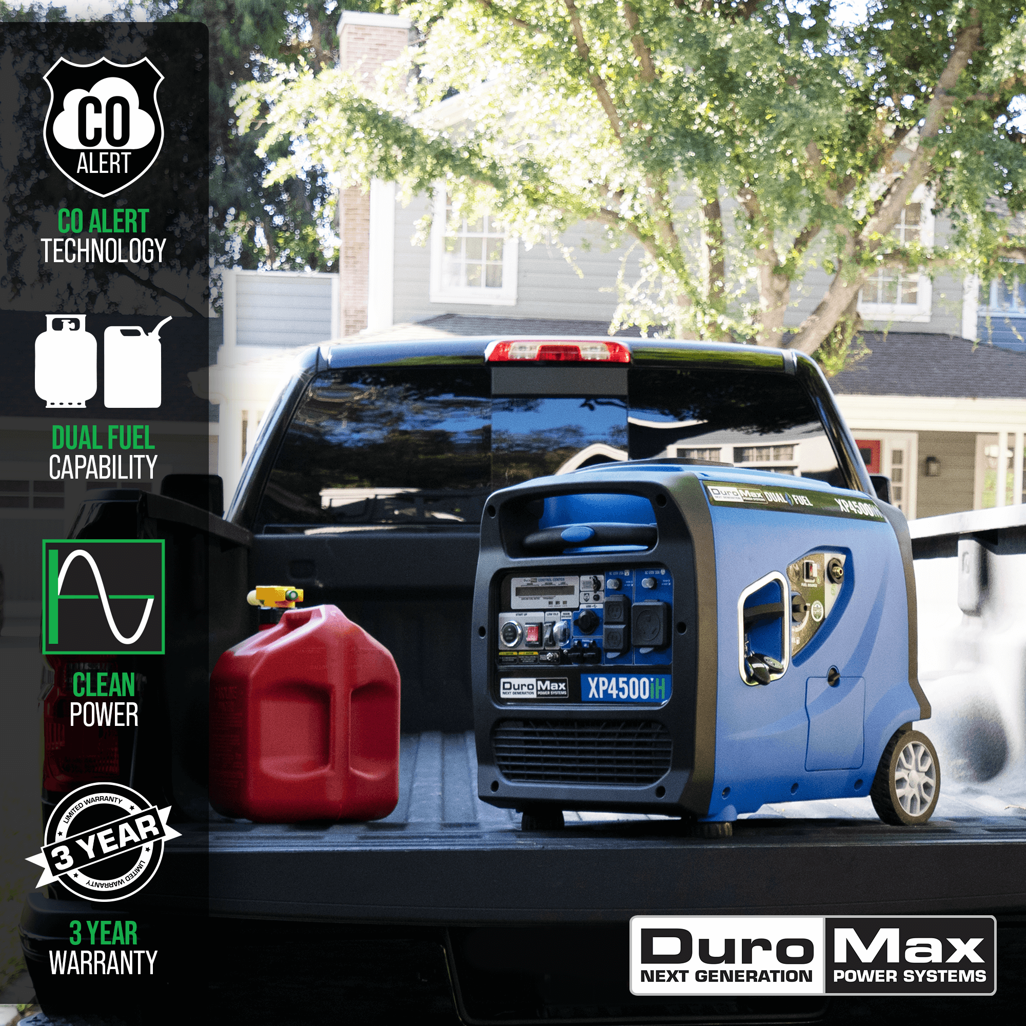 DuroMax, DuroMax XP4500iH 4,500 Watt Portable Dual Fuel Inverter Generator w/ CO Alert