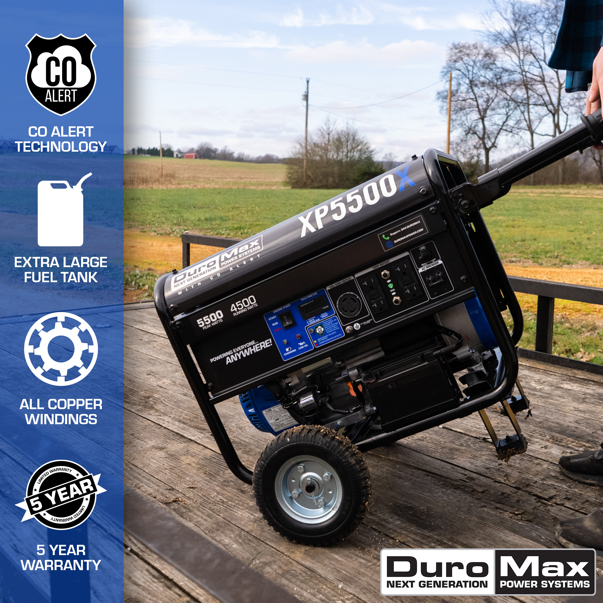 DuroMax, DuroMax XP5500X 5,500 Watt Gasoline Portable Generator w/ CO Alert