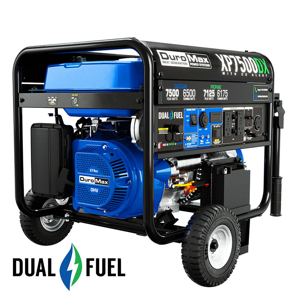 DuroMax, DuroMax XP7500DX 7,500 Watt Dual Fuel Gas Propane Portable Generator w/ CO Alert