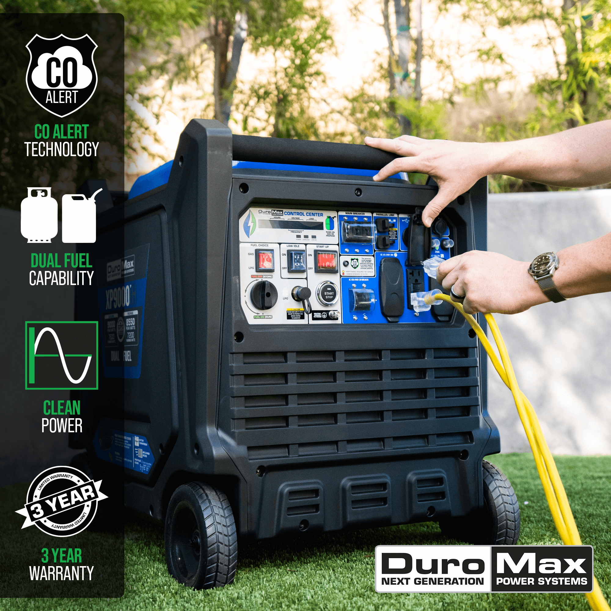 DuroMax, DuroMax XP9000iH 9,000 Watt Portable Dual Fuel Inverter Generator w/ CO Alert