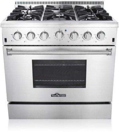 Thor Kitchen, Thor Kitchen HRG3618U 36 in. Professional Gas Range Oven 6 Burners Blue Porcelain Interior Stainless Steel New